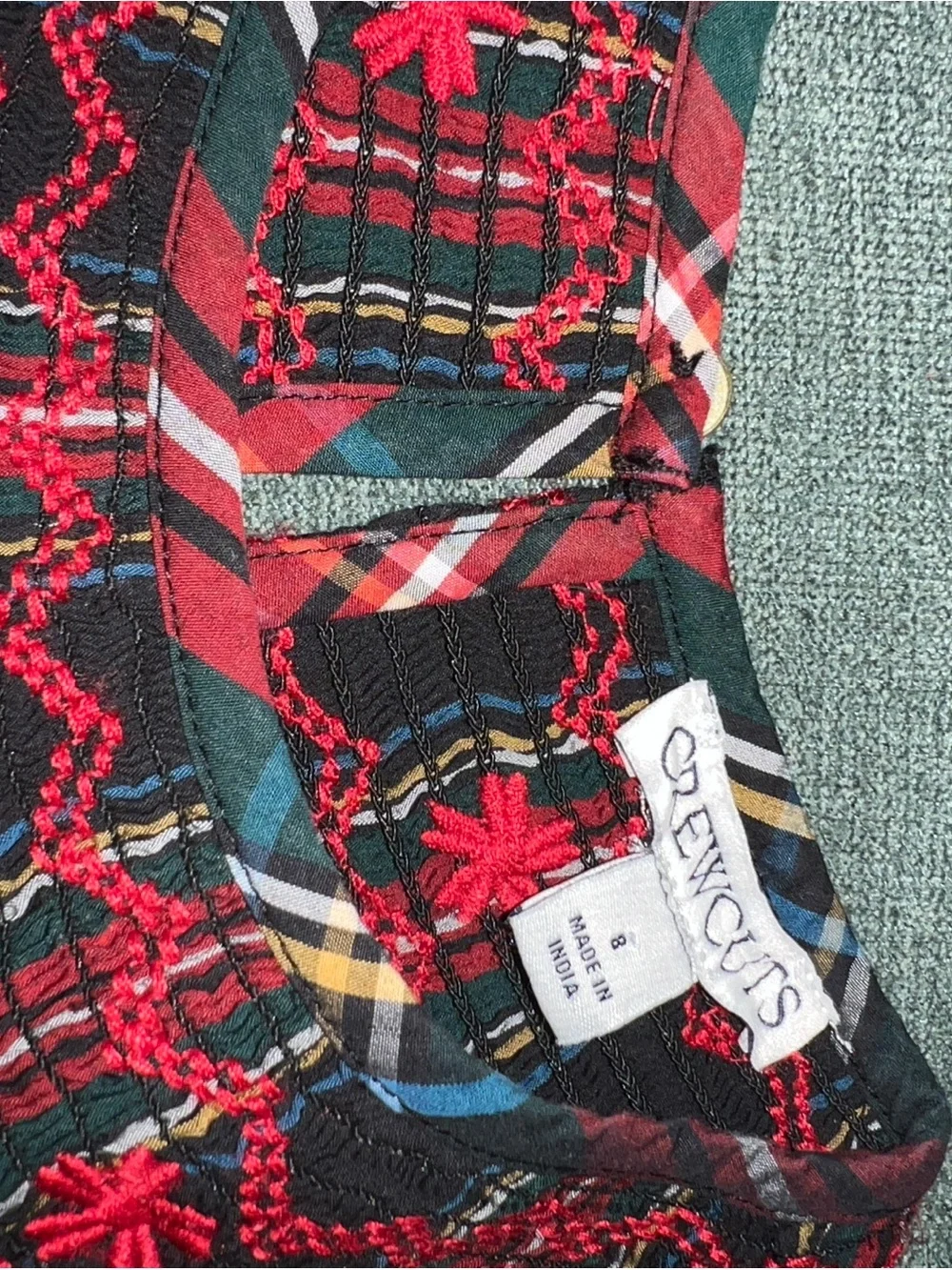 Crewcuts Girls Black Red Plaid Smocked Dress